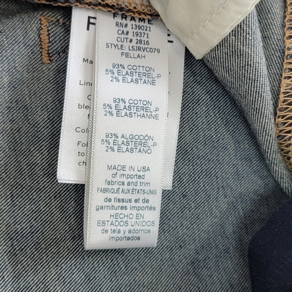 Frame Le Skinny De Jeanne Fellah Slit Rivet Clean Denim Blue Jeans Sz 31 NEW - Picture 15 of 16